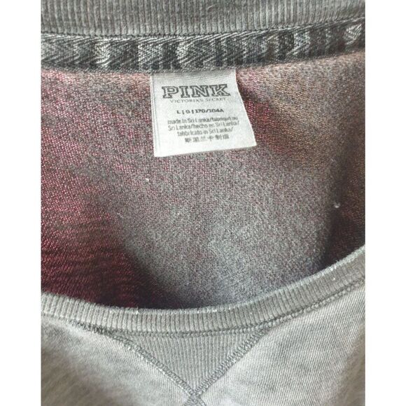 Victorias Secret Pink Sweatshirt Large Grey Y2K women's Logo VSCO Oversized - Picture 6 of 6